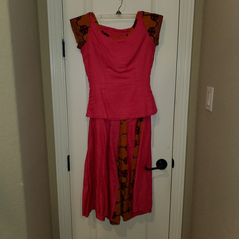 Two piece pink African skirt set